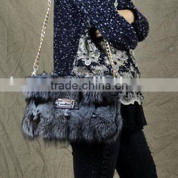 Genuine Leather and Fox Hair Fur Bag photo-6