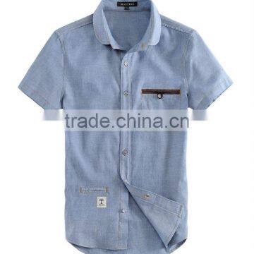 Fancy double pocket short Sleeve Oxford Men Shirt