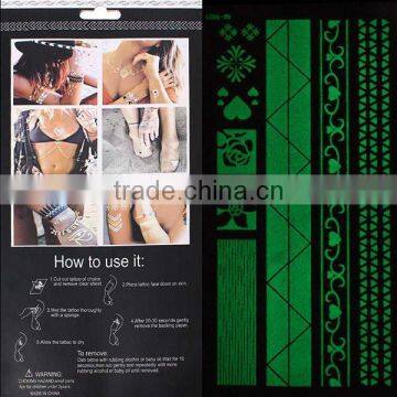 Body Art Multicolor Mixed Pattern Removable Waterproof Metallic Glow In The Dark Temporary Tattoo Custom photo-3