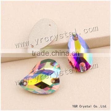 Teardrop Sew on Crystal ab Rose AB Flat Back Sew on Rhinestones Beads for Dress photo-3