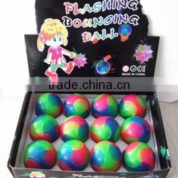 Flashing TPR rubber bounce ball Glitter light up sound skip ball toy