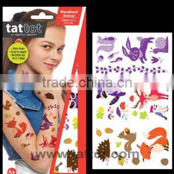 Colorful kid Temporary Woodland Animal Tattoos white temporary tattoo