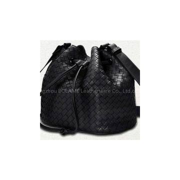 Woven Leather Bucket Bag