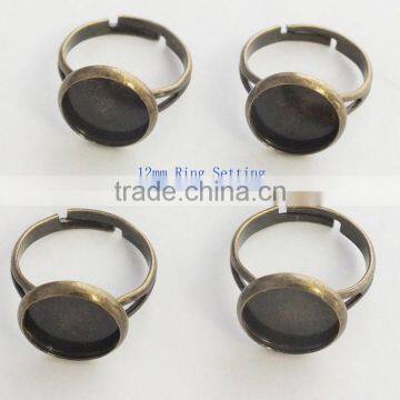 Free shipping !! 12mm Ring setting with blanks /bronze ring settings