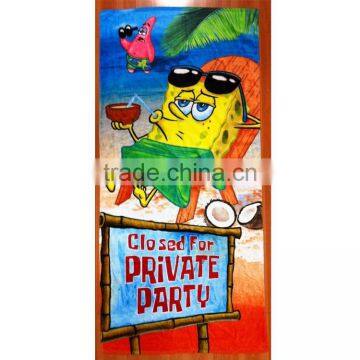 funny cartoon animal super soft reactive print beach towel