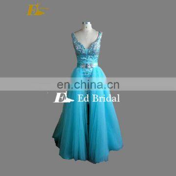 Fashion Detachable Skirt Stone Beaded Two Piece Sexy Prom Dress For Girls