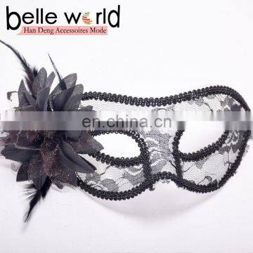 Fancy Dress Party Cloth Yarn Translucent Lace Brought Feather Flowers and a Half Face Eye Masks photo-4