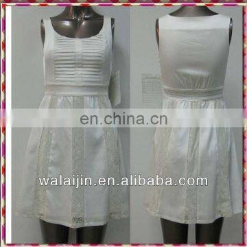 Contrast Lace Trim Sleeveless Wide Strap Ladies Dress Fashion 2015