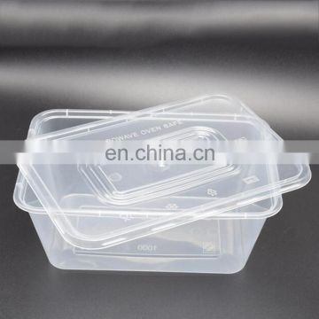 Cheap thick clear microwave oven safe 1000ml disposable PP pp storage box for food