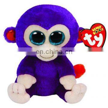 Purple 6" Beanie Animal Stuffed TY Plush Monkey Toy