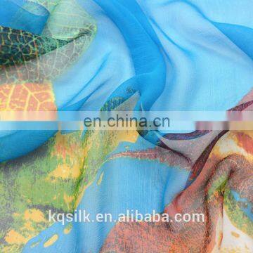 100% Silk Georgette With Colorful Leaves Pattern photo-3