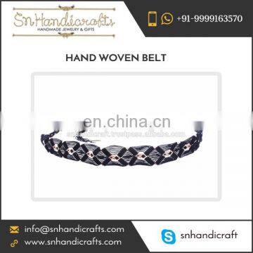 Boho Style Attractive Fine Quality Black Hand Woven Belt