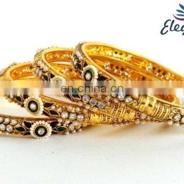 Wholesale Indian Gold Plated Bangles-One Gram Gold Bangles Jewelry-Bollywood Kundan Polki Bangles -Indian Fashion Bangle photo-2
