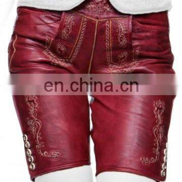 German leather shorts black nappa ladies Women Bavarian-Oktoberfest-Trachten-Short-Lederhosen-All-Sizes Maroon