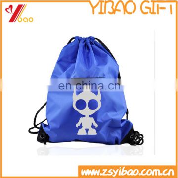 2016 factory custom promotional waterproof cheap canvas nylon polyester cotton drawstring bag for sports with pockets