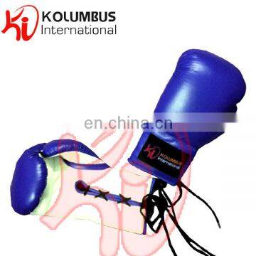 Blue Boxing Gloves Made In Leather, Pro Training Boxing Gloves, Lace Up Boxing Gloves, American Style Boxing Gloves