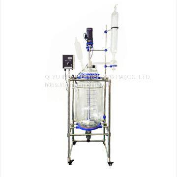 Adding Condenser Lab Double 100 Liter Jacketed Glass Reactor