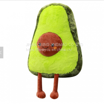 Wholesale Softy Plush Toy Fruit Avocado pillow With Smile and legs