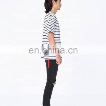 DiZNEW Design Your Own Oversize Mercerized Cotton Short Sleeve Striped t Shirt photo-5