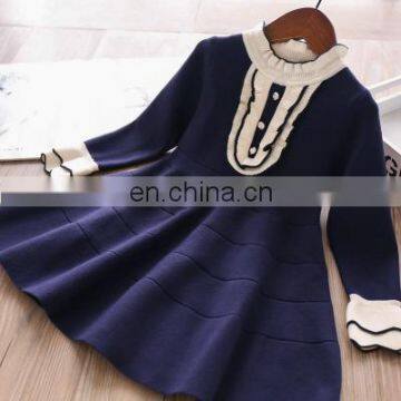 New 3 Buckle Wooden Ear Trim Sweater Dress Girls Skirt