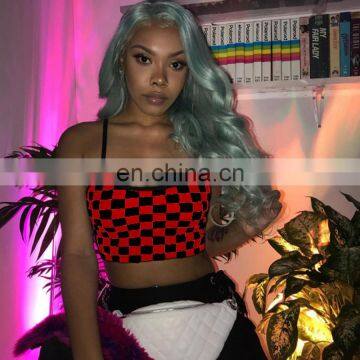 Hot Wholesale Nice Quality Women's Laides Sexy Plaid Spaghtti Strap Crop Top photo-6