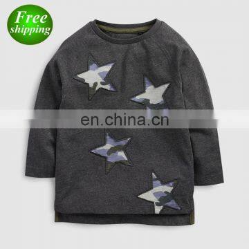 Wholesale Boys Clothing 2019 NEW Gray Star Print  Toddler Boy Shirts Embroidery