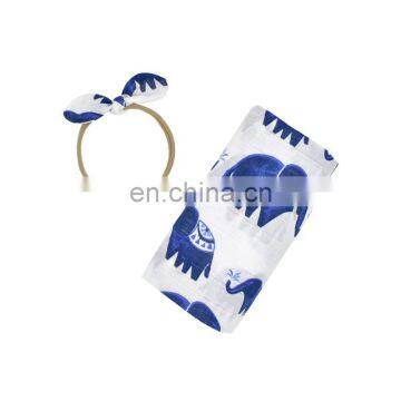 2Pcs Muslin Swaddle Blankets Headband Set Soft 100% Cotton Newborn Receiving Blankets Infant Swaddling Wrap Sleepsack photo-4