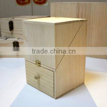 Drawer style Solid Pine Wood Storage Box Accept OEM