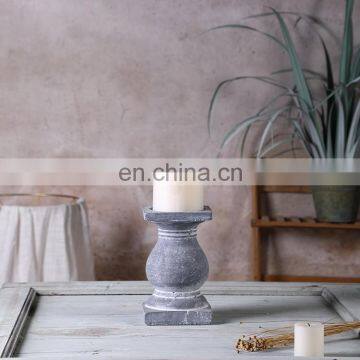 China wholesale vintage custom cement candlestick cheap home decor church pillar tall candle holder in bulk