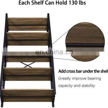 Industrial Bookshelf Vintage Bookcase and Bookshelves Rustic Wood and Metal Shelving Unit photo-5