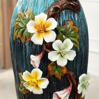 European Retro Hand Made Creative Soft Decor Green Ceramic Floor Vase For Office Hotel photo-4