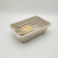 Restaurant 450ml Bagasse lunch boxes sugarcane Food Container with Lid