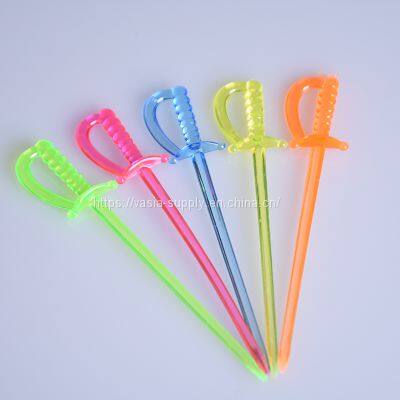 disposable grade plastic sword shape cocktail picks decoration juice beverages cocktails sticks
