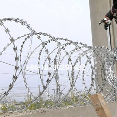 Spiral Coil Anti Rust Razor Blade Barb Wire Cros Type And Iron Wire Material Inside From China