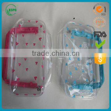 Customized printed clear pvc cosmetic bag with zipper