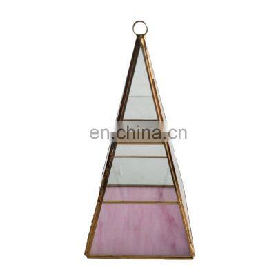 Glass Copper Pyramid Succulent plants geometric terrarium clear flower vase Jewelry Box