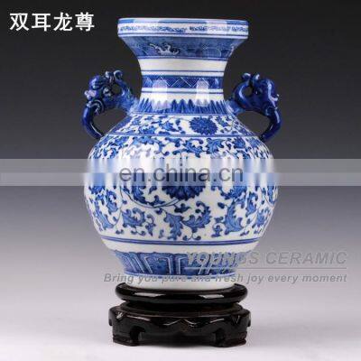 Antique Decorative Chinese Blue And White Porcelain Flower Vases