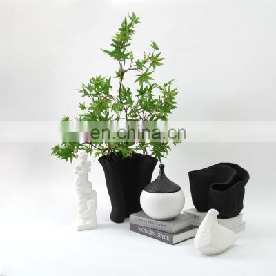 Modern Nordic Minimalism Bowl Round Shape Matte Ceramic Porcelain Flower Vase for Home Decor