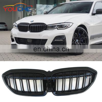 ABS Glossy Black Dual Line Car Kidney Grill for BMW New 3 Series G20 Sedan 2019 2020