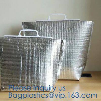 Insulated Thermal Non Woven Aluminum Foil Cooler Bag For Frozen Food,Reusable Insulated Aluminum Foil Thermal Lunch Cool