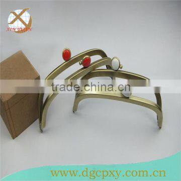 16*6.5cm Antique Brass Metal Purse Frames Red Kiss Clasp photo-2