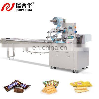 Horizontal pillow flow pack food bread cookie biscuit chocolate snacks soap automatic packing machine