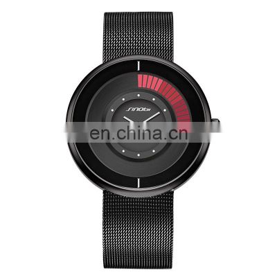 SINOBI Creative Man Watch Unique Design Model Stainless Steel Mesh Band Rotating Dial Quartz Watches Custom Logo Watches  S9703G