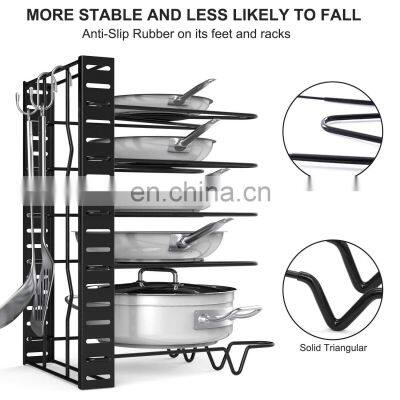 Multi Layer Modern Indoor Kitchen Cabinet Drawer Drying Management Storage Shelf Rack Expandable Shovel Lid and Pan Organizer