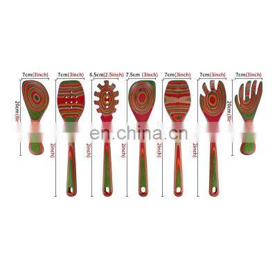 7Pcs Premium Natural Wood Slotted Spatulas Spoons Set Utensils For Cookware Kitchen Cooking photo-5