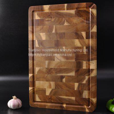 Custom Design Organic Butcher Square Kitchen Natural Cooking Boards Acacia Wood End Grain Chopping Wooden Cutting Board