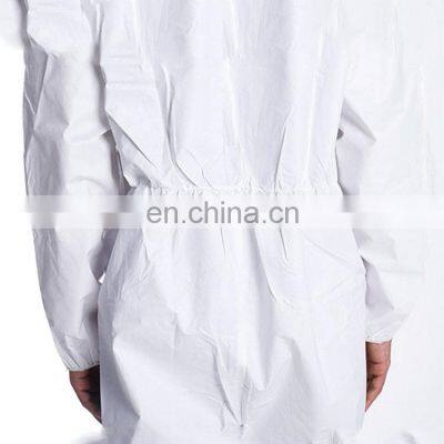 50 Gsm White Microporous Protective Apparel Elastic Cuff Disposable Coverall