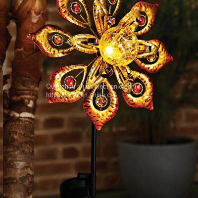 OEM Customized New Design Garden Metal Solar Garden Patio Light Wind Spinners photo-5