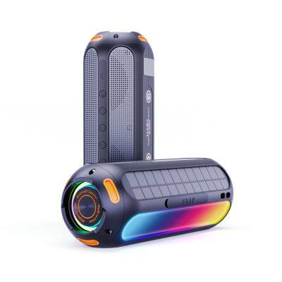 20w Solar energy power solar panel super bass portable BT TWS wireless speaker Waterproof  IPX 6 magnetic RGB light Speaker