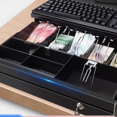 Rj11 Electronic 405mm Metal POS Register Safe Cash Drawer Box
